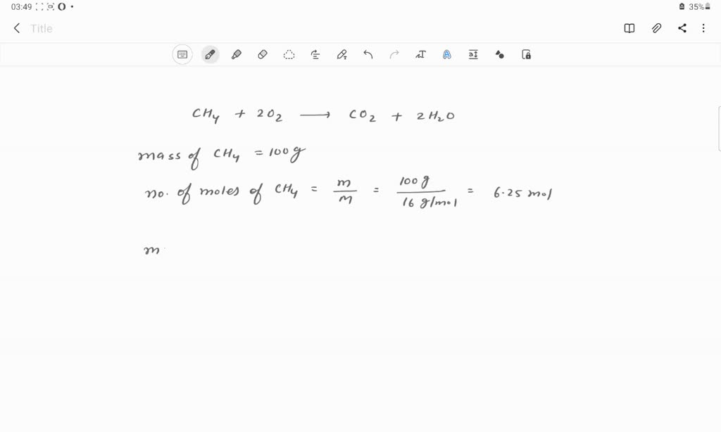 SOLVED Consider the following reaction CH4 + 2O2 → CO2 + 2H2O. How