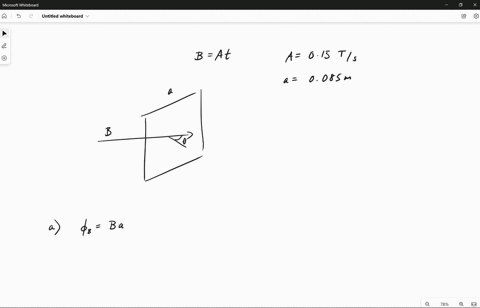 a-square-wire-with-side-a-0085-m-is-in-a-time-varying-magnetic-field-with-magnitude-bt-at-where-a-015-ts-the-plane-in-which-the-square-is-located-has-an-angle-with-the-direction-of-b-express-07527