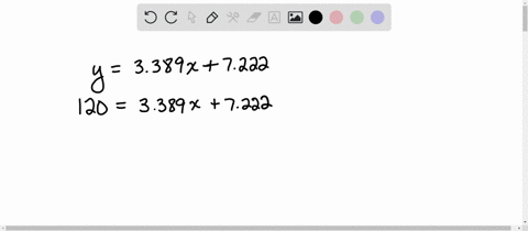 you-run-a-regression-analysis-on-a-bivariate-set-of-data-n-21-you-obtain-the-regression-equation-y-3389-x-7222-with-a-correlation-coefficient-of-r-0851-which-is-significant-at-001-you-want-to-predict-