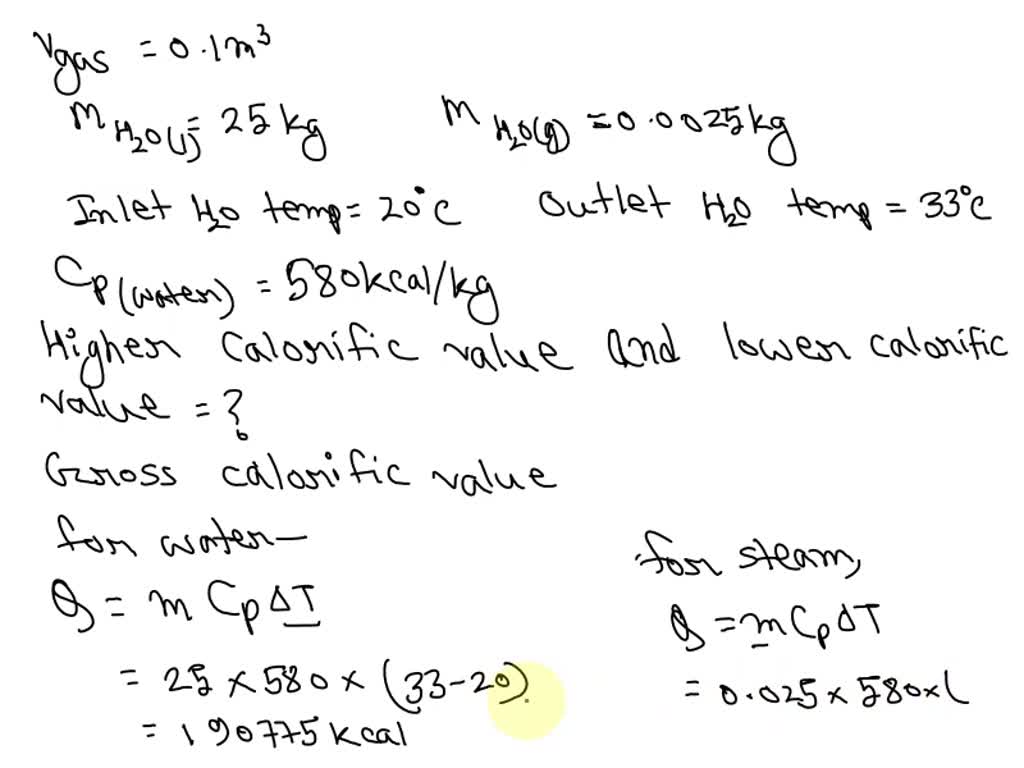 SOLVED The following data were obtained in a Boy's gas calorimeter