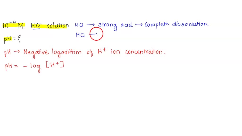 the ph of a solution of hcl is 4