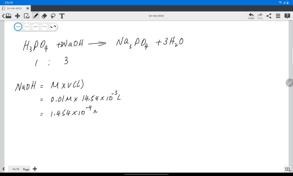 VIDEO solution Calculate the molar concentration of H3PO4 in the cola sample. Volume of