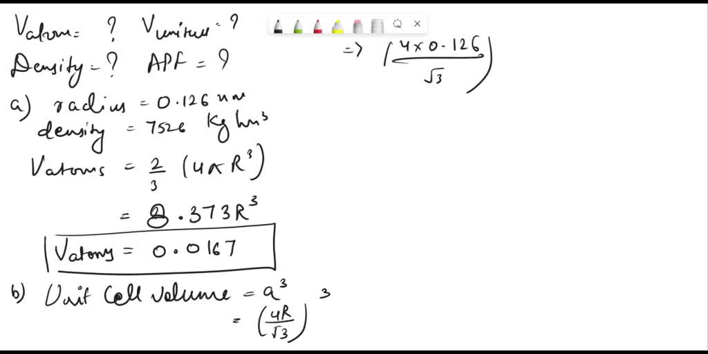 SOLVED: An element with an atomic radius of 0.126 nm and a BCC crystal