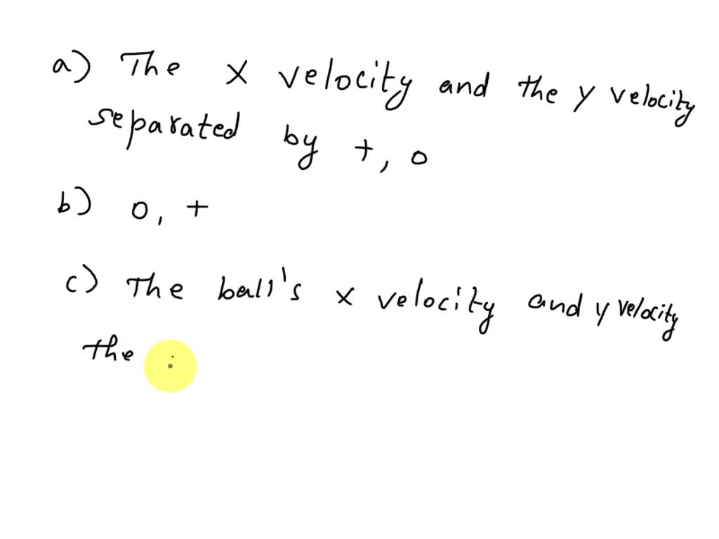 SOLVED Direction of Velocity at Various Times in Flight for Projectile