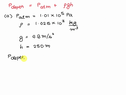 a-submarine-is-at-an-occan-depth-of-250-mathrmm-a-calculate-the-absolute-pressure-at-this-depth-assu-87473