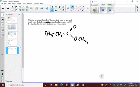 write-the-structural-formula-of-the-ester-that-when-hydrolyzed-would-yield-the-following-a-methanol-and-propanoic-acid-b-1-octanol-and-acetic-acid-c-ethanol-and-butanoic-acid-72021