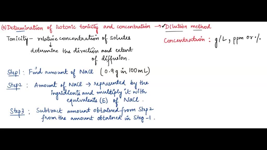 SOLVED: Explain The Determination Of Isotonic Tonicity And ...