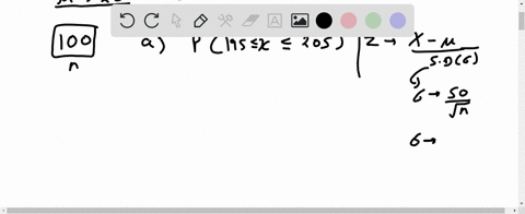 a-population-has-mean-of-200-and-standard-deviation-of-50-suppose-simple-random-sample-of-size-100-is-selected-and-is-used-to-estimate-what-is-the-probability-that-the-sample-mnean-will-be-w-13924