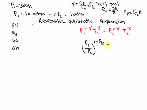 one-mole-of-ideal-gas-initially-at-300-k-is-expanded-from-an-initial-pressure-of-10-atm-to-a-final-pressure-of-1-atm-calculate-iu-q-w-ih-and-the-final-temperature-t2-for-this-expansion-carri-37295