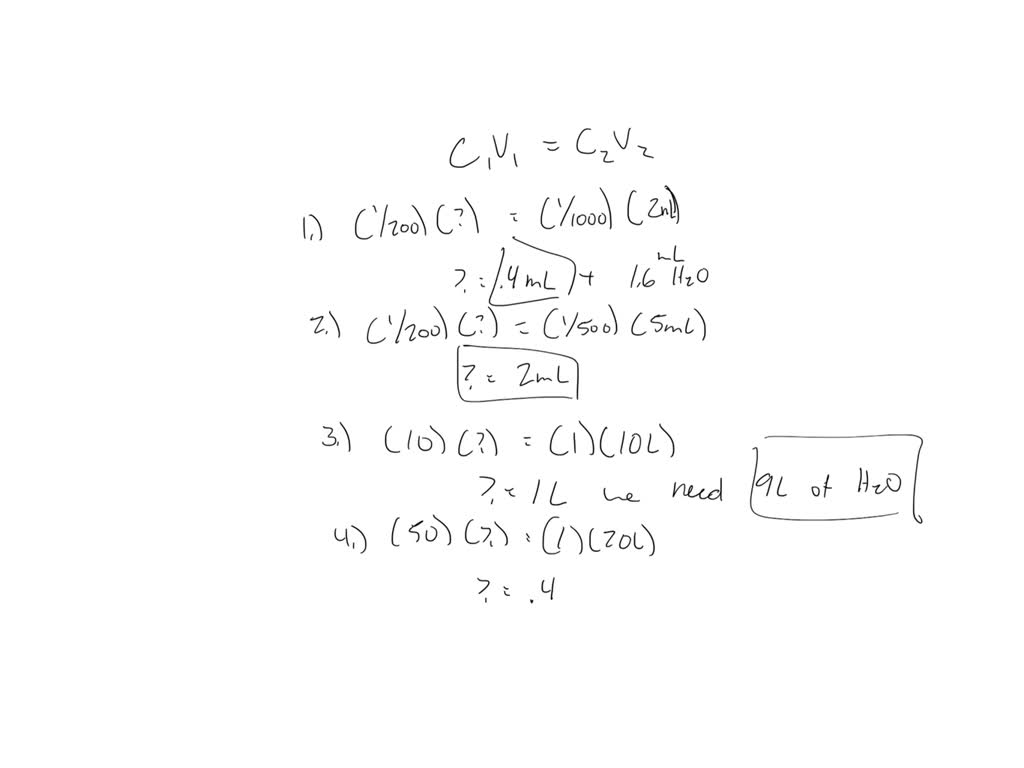 SOLVED How much 1/200 dilution you will need to prepare 2 ml of 1/1000