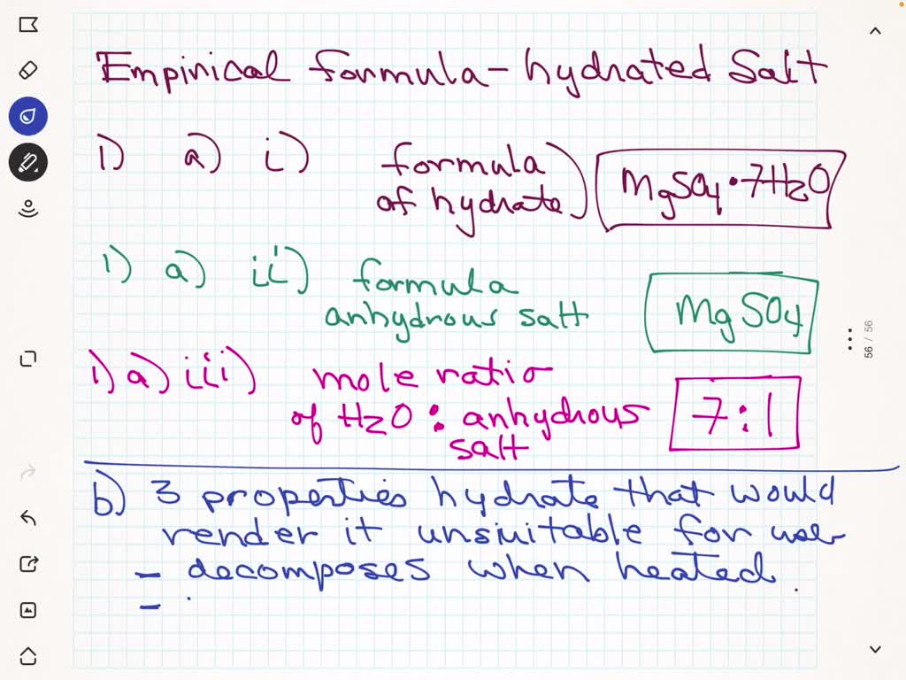 Empirical formula of a hydrate another name for deals it