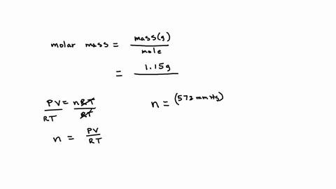 a-115-gram-sample-of-an-unknown-gas-is-found-to-occupy-a-volume-of-0856-l-at-a-pressure-of-572-mmhg-and-a-temperature-of-48-c-assume-ideal-behavior-the-molar-mass-of-the-unknown-gas-is-gmol