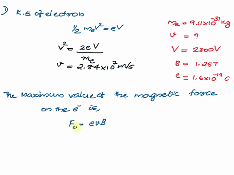 17-an-electron-is-accelerated-from-rest-through-2300-magnetic-field-and-then-enters-region-of-uniform-with-magnitude-125-t-acting-what-the-magnitude-of-the-maximum-magnetic-force-on-the-elec-37428