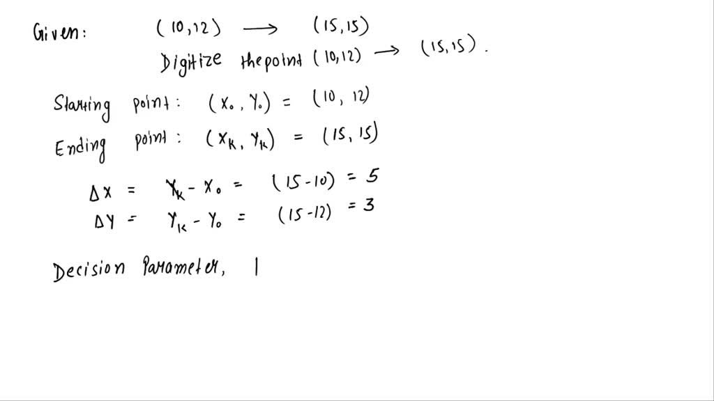 Digitize A Line From (10, 12) To (15, 15) On A Raster Screen Using ...