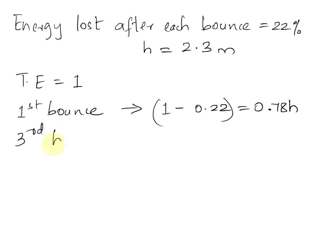 SOLVED A tennis ball is released from height of 2.3 m, falls vertically and bounces on the
