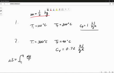 05-kg-of-a-perfect-gas-is-heated-from-100-c-to-300c-at-a-constant-pressure-of-28-bar-it-is-then-cooled-to-90c-at-constant-volume-find-the-overall-change-in-entropy-take-cp1kjkg-and-cv072kjkg-14813