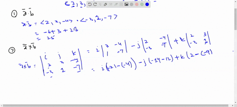 let-a-2i-3j-4k-b-3i-j-7k-find-1-a-b-2-axb-3-the-angle-between-a-and-b-4-proj-b-10773