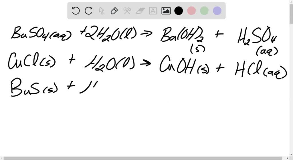 SOLVED: A) Enter an equation showing how BaSO4 dissolves in water ...