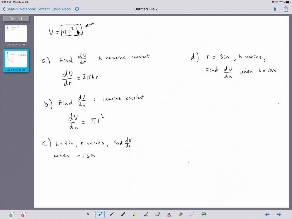 solved-the-volume-v-of-a-right-circular-cylinder-is-given-by-the