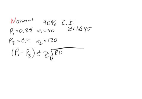 use-the-normal-distribution-to-find-a-confidence-interval-for-a-difference-in-proportions-p1-p2-given-the-relevant-sample-results-assume-the-results-come-from-random-samples-a-90-confidence-32167