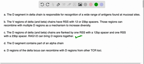 why-do-some-recombined-delta-tcr-chains-have-a-large-d-segment-a-the-d-segment-in-delta-chain-is-responsible-for-recognition-of-a-wide-range-of-antigens-found-at-mucosal-sites-b-the-v-region-05149