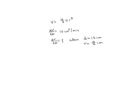 air-is-being-pumped-into-a-spherical-balloon-at-rate-of-10-cm-min-determine-the-rate-at-which-the-radius-of-the-balloon-is-increasing-when-the-diameter-of-the-balloon-is-15-cm-70286