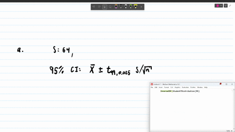estimate-the-parameters-below-give-a-95-confidence-interval-estimate-for-the-mean-of-a-population-based-on-a-sample-of-size-100-with-sample-mean-40-and-standard-deviation-64_-b-give-a-95-con-30462