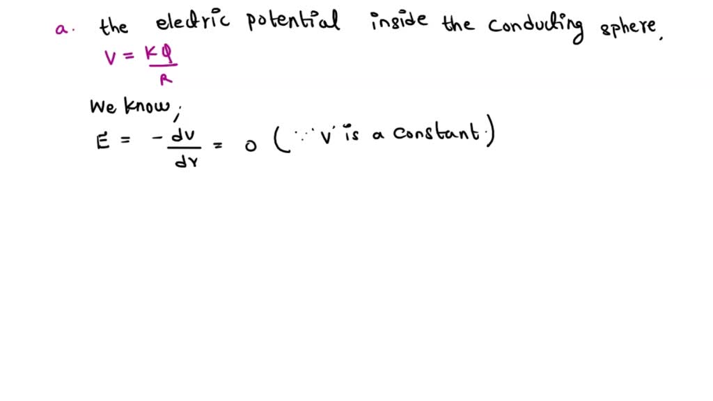 SOLVED: The electric potential inside a charged spherical conductor of ...