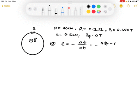 a-circular-loop-of-wire-with-diameter-d40-cm-is-situated-inside-region-of-uniform-magnetic-field-of-0650-t-the-total-resistance-of-the-loop-is-02-0-if-the-field-is-decreased-to-0-t-in-05-cur-65892