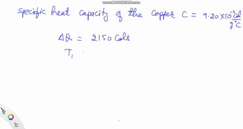 the-specific-heat-of-copper-is-920-x-10-2-calgoc-how-many-grams-of-copper-were-heated-when-2150-cal-of-heat-were-absorbed-in-heating-the-copper-from-230oc-to-155oc-91608