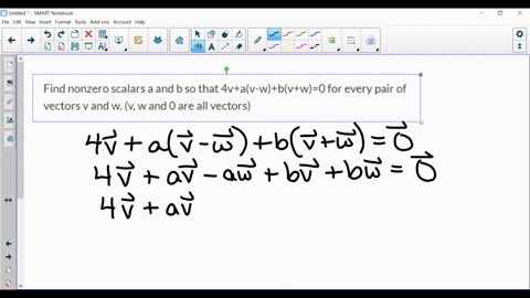 find-nonzero-scalars-a-and-b-so-that-4vav-wbvw0-for-every-pair-of-vectors-v-and-w-v-w-and-0-are-all-vectors-63998