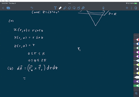point-compute-the-flux-of-the-vector-field-f-8x2y-zk-through-the-surface-s-which-is-the-cone-vx_-y2-z-with-0-z-r-oriented-downward-a-parameterize-the-cone-using-cylindrical-coordinates-write-29308