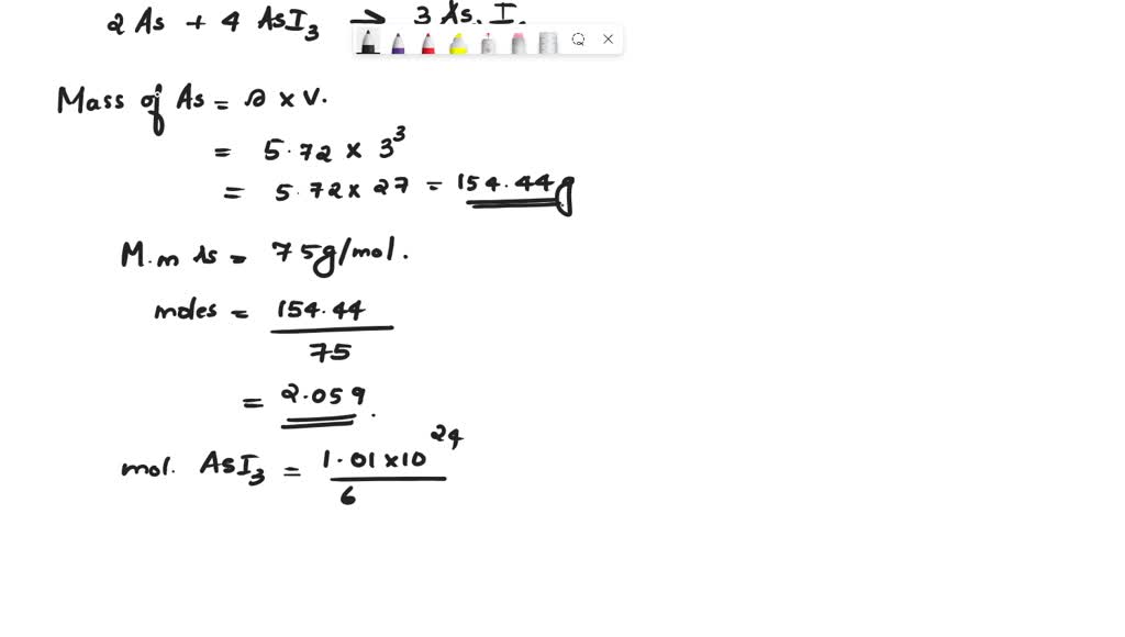 SOLVED: The compound As2I4 is synthesized by reaction of arsenic metal ...