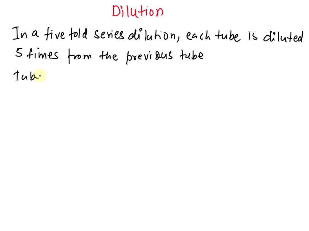 SOLVED: A serial dilution was performed using 5 successive test tubes