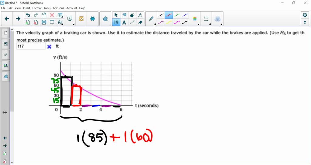 SOLVED The velocity graph of a braking car is shown Use it to estimate