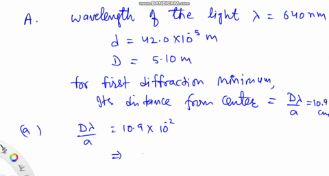 a-a-coherent-light-of-wavelength-640-nm-is-incident-normally-on-two-identical-slits-with-center-separation-42-oxl0-5-m-the-resulting-brightness-pattern-is-displayed-on-screen-located-510-fro-77588