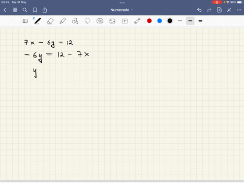 use-parametric-equations-to-describe-the-solution-set-of-the-linear-equation-7x-6y12-give-the-exact-answer-use-fractions-if-necessary-x-t-y-t-22623
