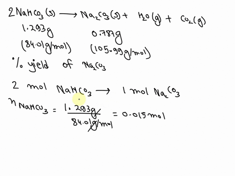 question-33what-is-the-percent-yield-of-sodium-carbonate-if-1293-g-of-sodium-hydrogen-carbonate-8401-gmol-decomposes-to-give-0787-g-of-sodium-carbonate-10599-gmol2-nahco3s-na2co3s-h2og-co2g-05103