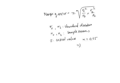 calculate-the-margin-of-error-of-a-confidence-interval-for-the-difference-between-two-population-means-using-the-given-information-round-your-answer-to-six-decimal-places-1691-n165-2343-n282-99713