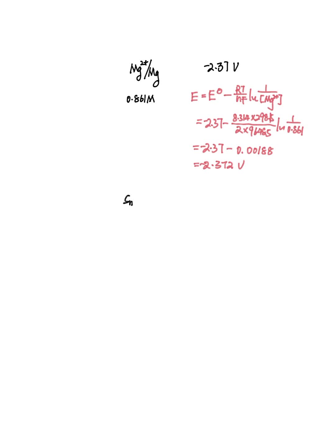 SOLVED Calculate The Cell Potential For The Following Reaction As Written At 25 00 C Given 