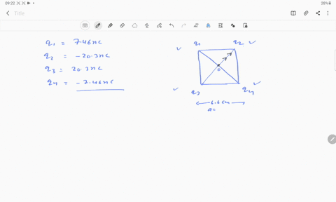 in-the-figure-the-four-particles-form-a-square-of-edge-length-a-660-cm-and-have-charges-q1-746-nc-q2-203-nc-q3-203-nc-and-q4-746-nc-what-is-the-magnitude-of-the-net-electric-field-produced-b-96368