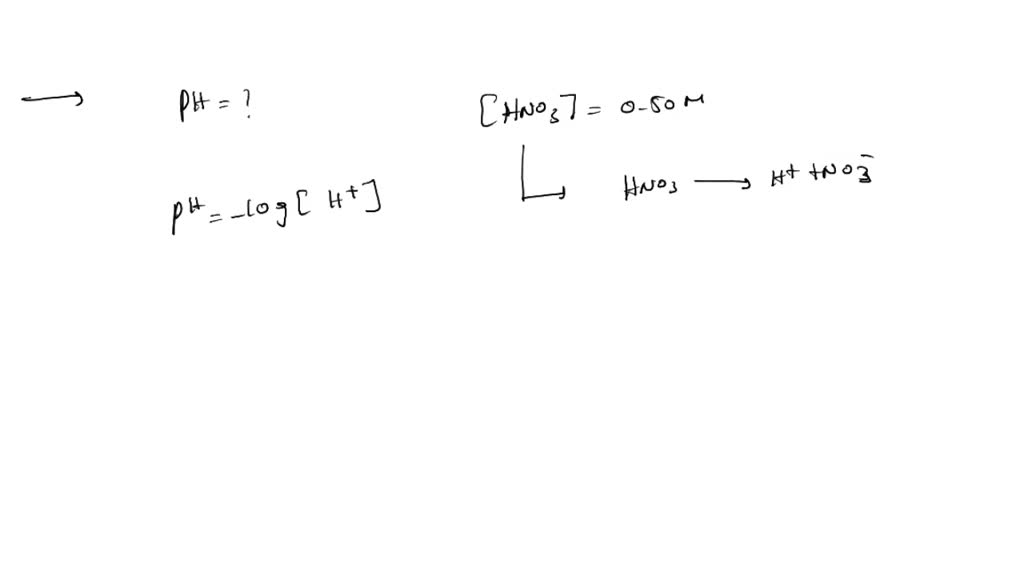 SOLVED: Determine the pH of 0.050 M HNO3 solution. HNO3 is a strong acid.