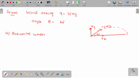 a-cannonball-is-fired-from-a-gun-with-a-muzzle-velocity-of-75-ms-at-an-angle-of-60-degrees-above-the-horizontal-a-what-are-the-x-and-y-components-of-the-initial-velocity-ms-b-how-long-in-sec-97055