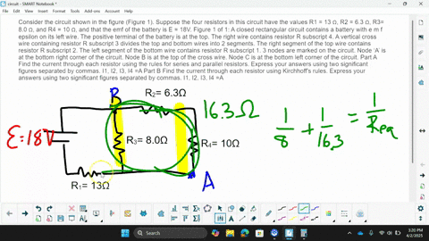 consider-the-circuit-shown-in-the-figure-figure-1-suppose-the-four-resistors-in-this-circuit-have-the-values-r1-13-r2-63-r3-80-and-r4-10-and-that-the-emf-of-the-battery-is-e-18v-figure-1-of-1-a-closed