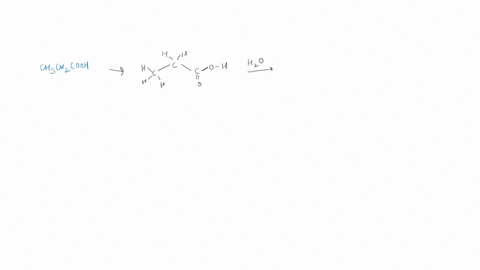 draw the structure of propanoic acid propionic acid with the approiate hydrogen bonded water ...