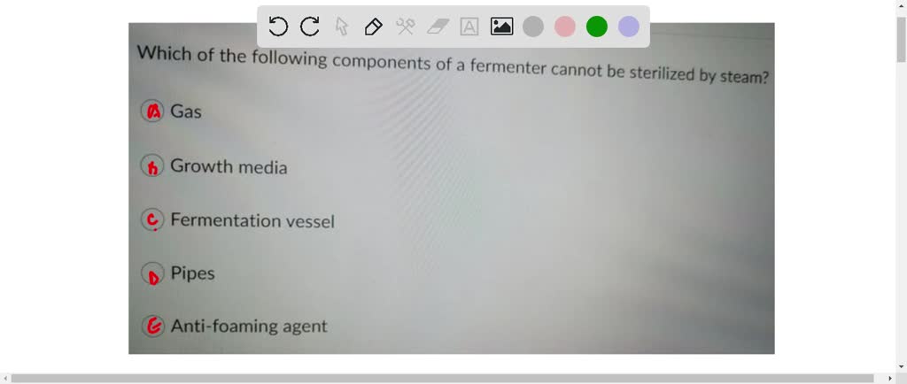 SOLVED: Which of the following components of a fermenter cannot be ...
