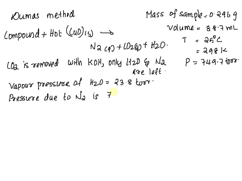 A sample of \( 0.125 \mathrm{~g} \) of an organic compound when analysed by  Dumas method yields  