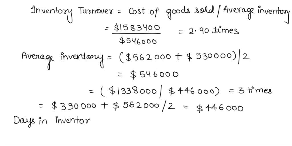 SOLVED: Q8 Calculate the inventory turnover, days sales in inventory ...