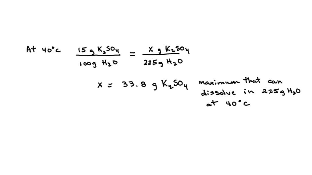 Solved Potassium Sulfate Has A Solubility Of 15 G100 G Water At 40°c A Solution Is Prepared 8092