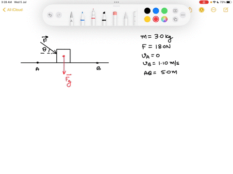 a-300-kg-box-is-pushed-across-rough-horizontal-floor-by-constant-force-f-of-180-n-acting-at-an-angle-0-of-3709-above-the-horizontal-the-box-moves-from-point-a-to-b-distance-of-500-m-the-box-85457